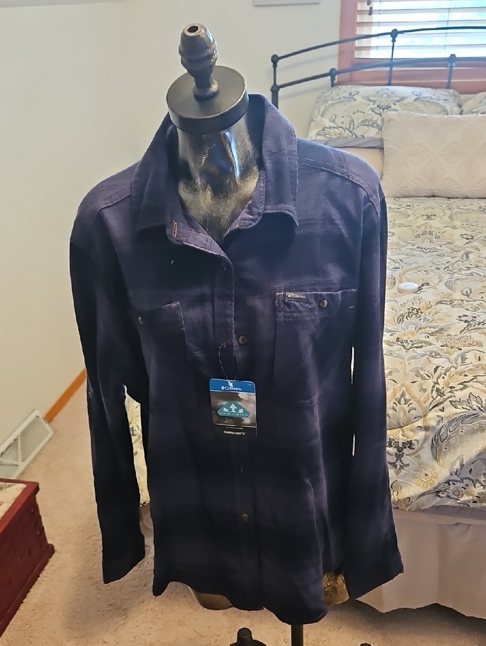 Columbia Navy Plaid Long-Sleeve Shirt
